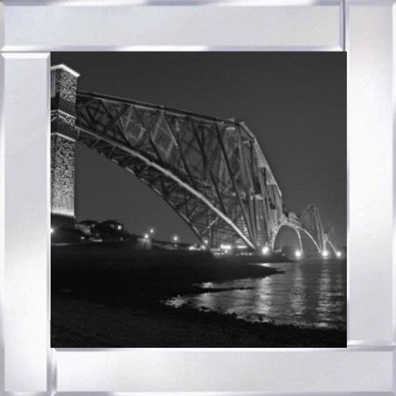 Nightfall at Forth Rail Bridge, Edinburgh - Black and White