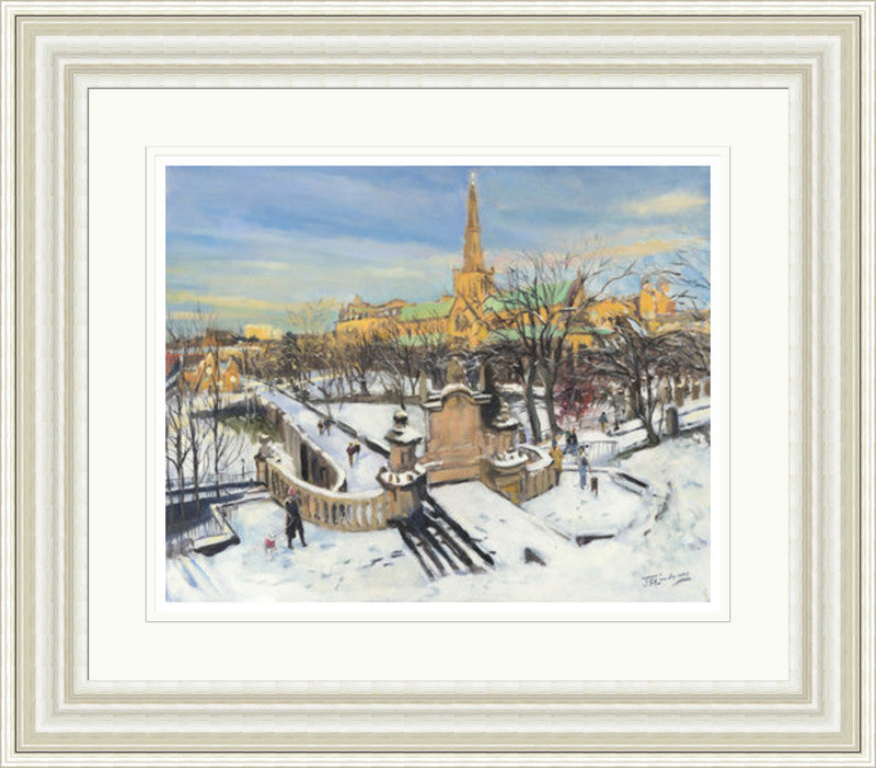 A Winter Morning on the Necropolis by James Somerville Lindsay framed wall art print with painterly landmark and cityscape detail