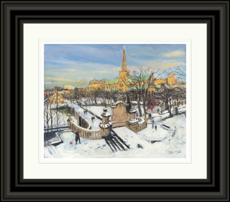 A Winter Morning on the Necropolis by James Somerville Lindsay framed wall art print with painterly landmark and cityscape detail