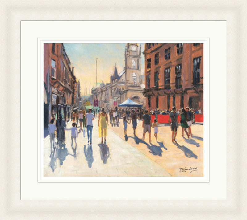 Hazy Summer's Day, Buchanan Street by James Somerville Lindsay framed wall art print with painterly landmark and cityscape detail