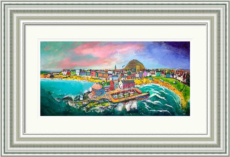 Fun on the Beach, North Berwick by Rob Hain framed wall art print featuring a cheerful North Berwick beach scene with seaside play, coastal colour and holiday energy