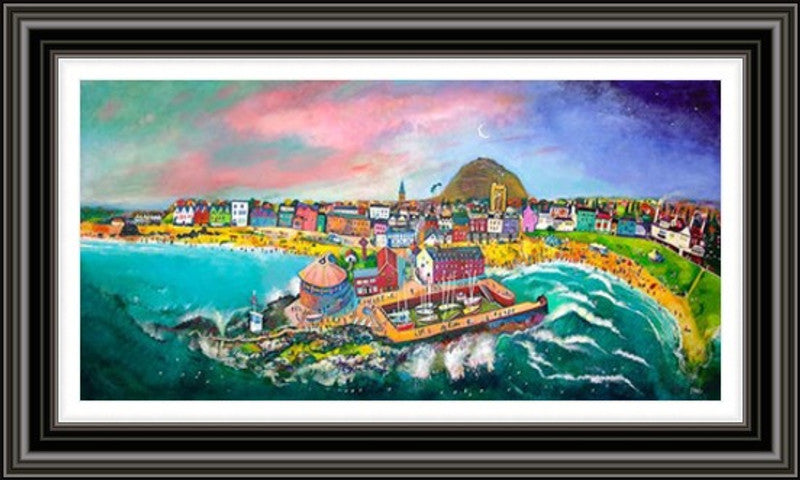 Fun on the Beach, North Berwick by Rob Hain framed wall art print featuring a cheerful North Berwick beach scene with seaside play, coastal colour and holiday energy