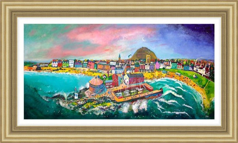Fun on the Beach, North Berwick by Rob Hain framed wall art print featuring a cheerful North Berwick beach scene with seaside play, coastal colour and holiday energy