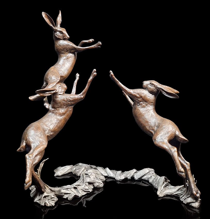 Moon Dance Bronze Hare Sculpture by Michael Simpson for Richard Cooper Bronze