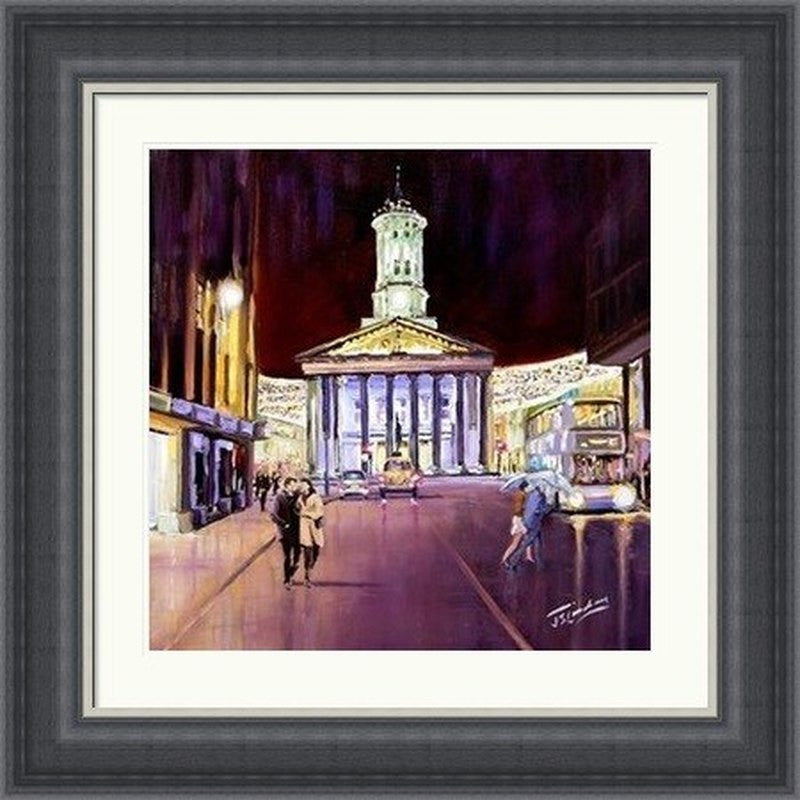 Evening, Royal Exchange Square by James Somerville Lindsay framed wall art print with painterly landmark and cityscape detail