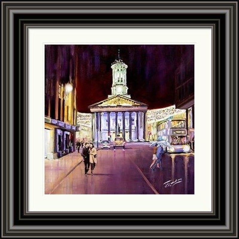 Evening, Royal Exchange Square by James Somerville Lindsay framed wall art print with painterly landmark and cityscape detail