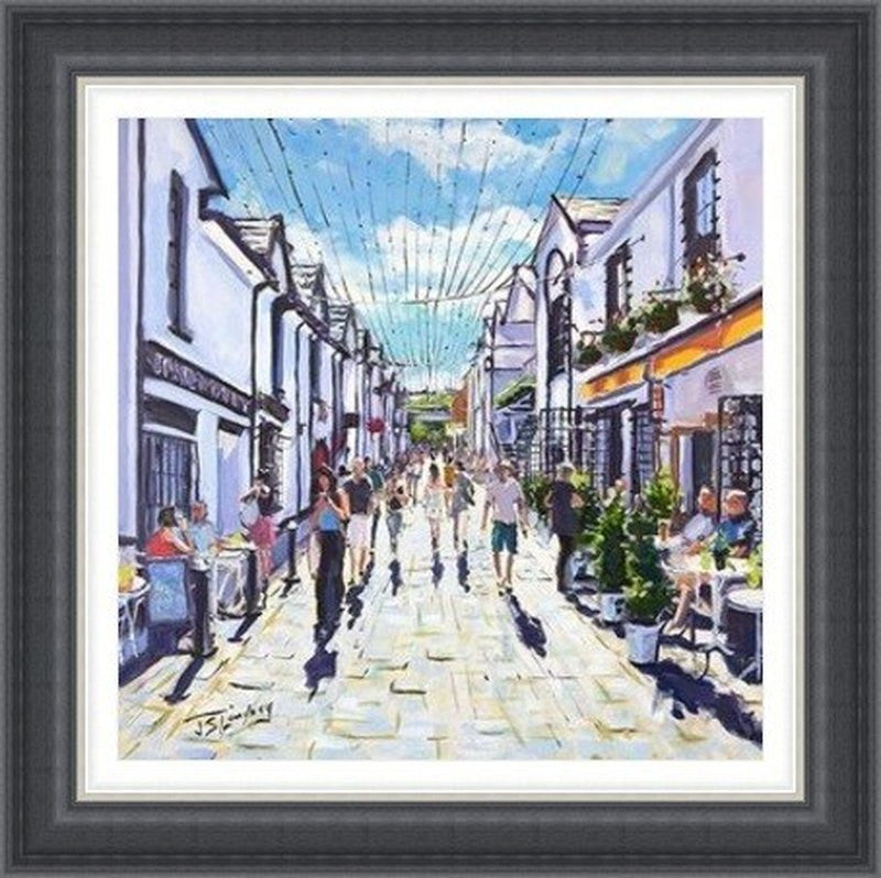 Lazy Day, Ashton Lane by James Somerville Lindsay framed wall art print with painterly landmark and cityscape detail