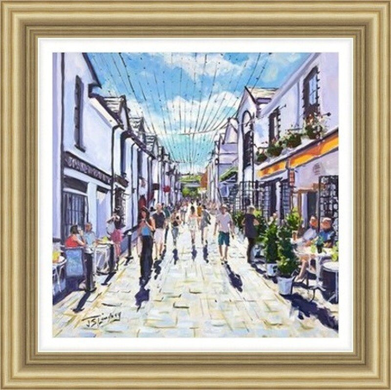 Lazy Day, Ashton Lane by James Somerville Lindsay framed wall art print with painterly landmark and cityscape detail