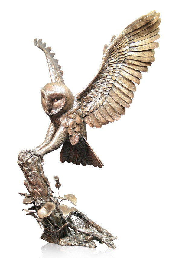 Richard Cooper Silent Shadow Life Size Barn Owl Sculpture  by Keith Sherwin