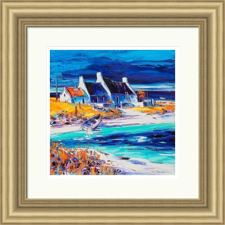 Sunlit Cottages, Tiree (Signed Limited Edition) by Jean Feeney