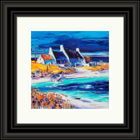 Sunlit Cottages, Tiree (Signed Limited Edition) by Jean Feeney