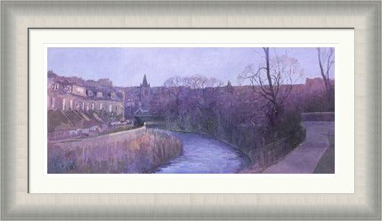 Water of Leith by Chris Taylor framed wall art print showing a peaceful Edinburgh river landscape with soft natural tones