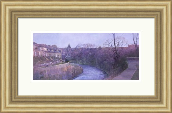 Water of Leith by Chris Taylor framed wall art print showing a peaceful Edinburgh river landscape with soft natural tones