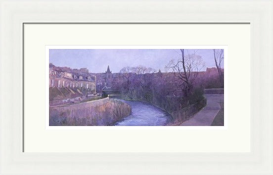 Water of Leith by Chris Taylor framed wall art print showing a peaceful Edinburgh river landscape with soft natural tones