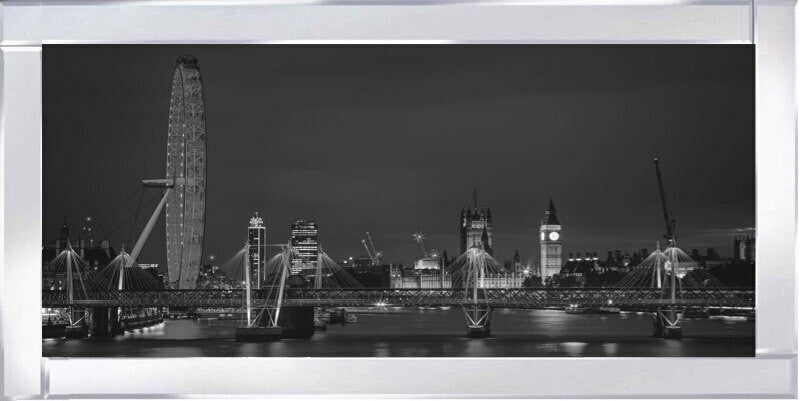 London Eye at Night - Black and White