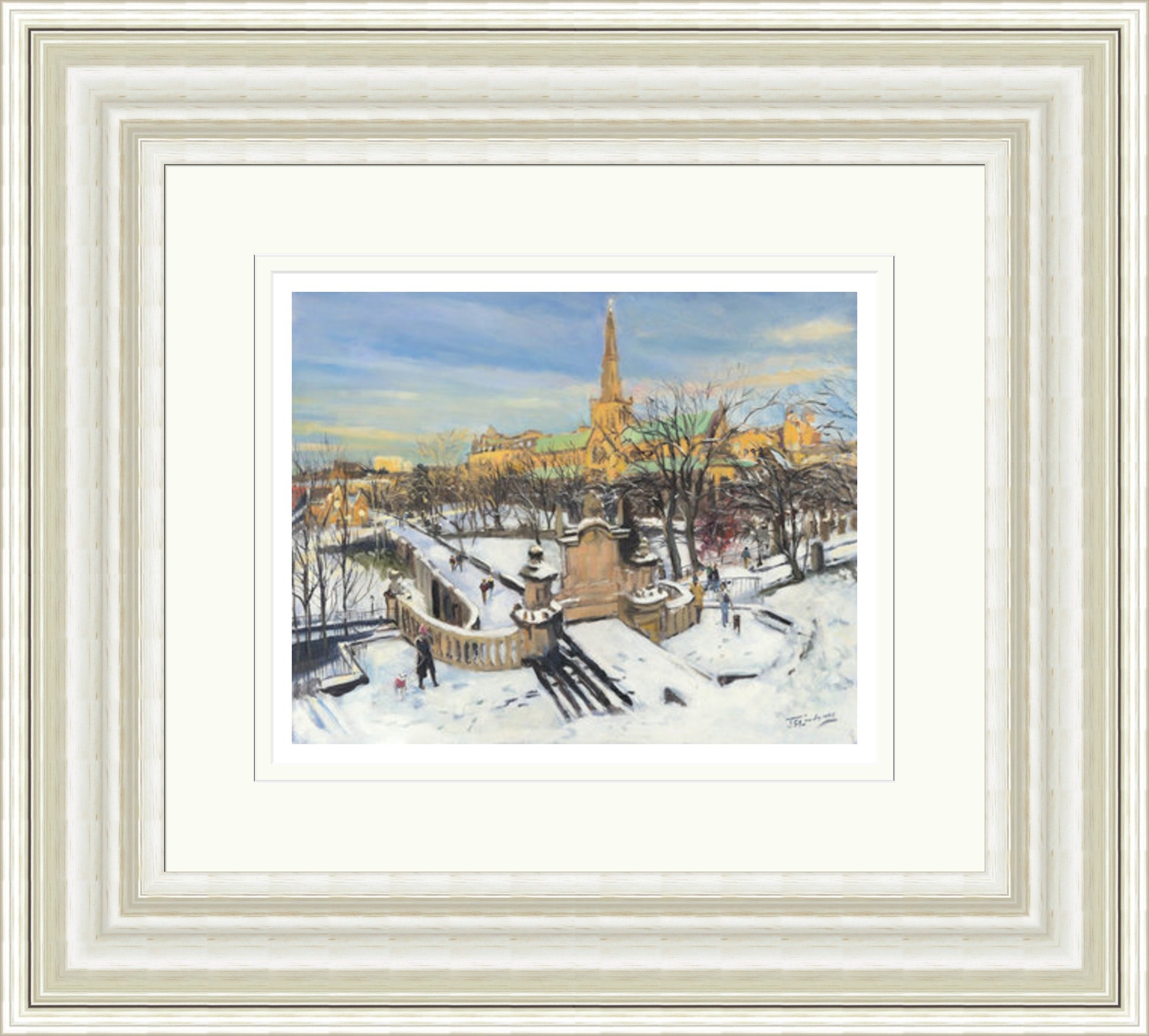 A Winter Morning on the Necropolis by James Somerville Lindsay framed wall art print with painterly landmark and cityscape detail