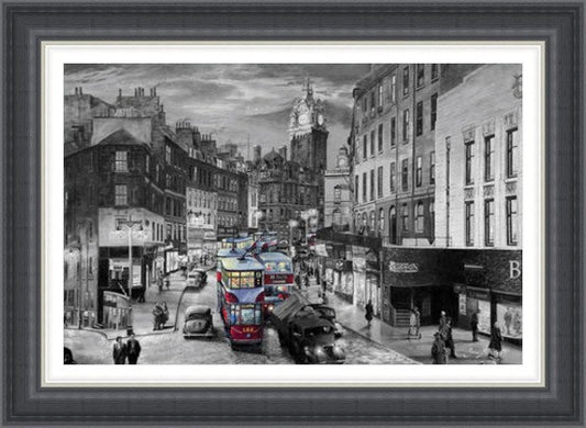 Rush Hour Leith Street, Black and White by John M Boyd
