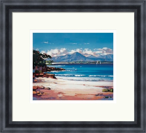 Kintyre (Limited Edition) by Ed Hunter framed signed limited edition wall art print showing Kintyre coastal landscape with blue water and distant hills