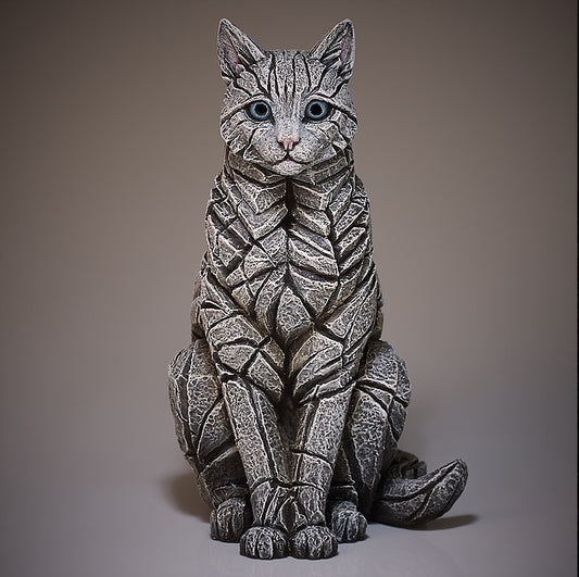 Cat Sitting (White) - Edge Sculpture