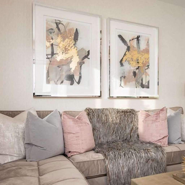 Blush II Pink & Metallic Gold Leaf Abstract Wall Art (Signed Limited Edition)