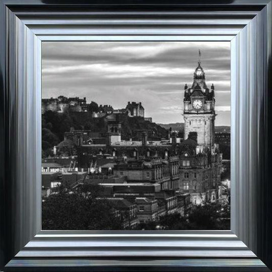 Twilight Over Edinburgh - Black and White