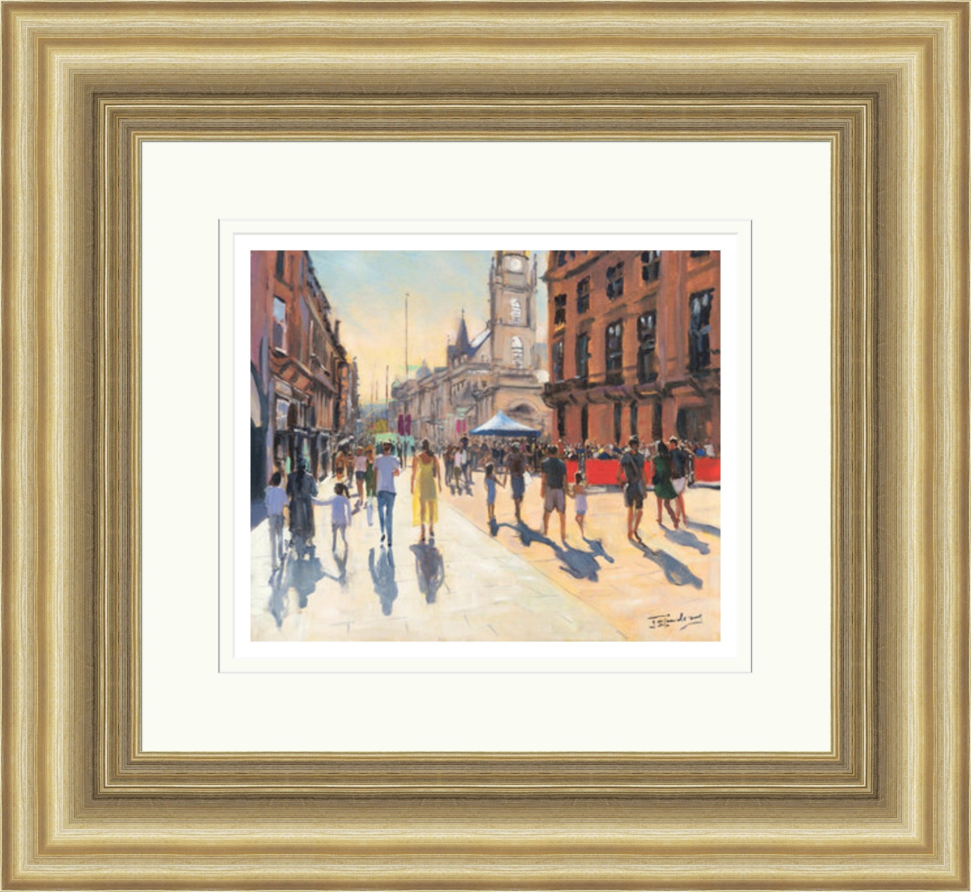 Hazy Summer's Day, Buchanan Street by James Somerville Lindsay framed wall art print with painterly landmark and cityscape detail