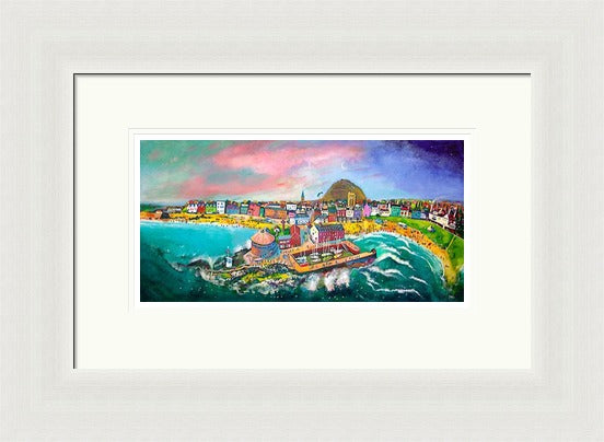 Fun on the Beach, North Berwick by Rob Hain framed wall art print featuring a cheerful North Berwick beach scene with seaside play, coastal colour and holiday energy