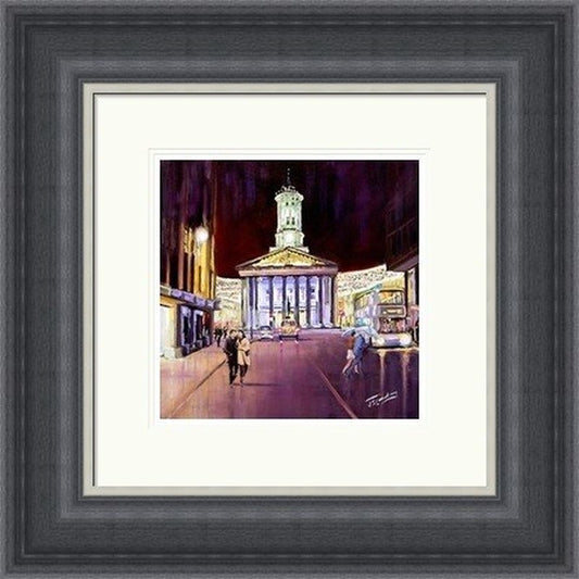 Evening, Royal Exchange Square by James Somerville Lindsay framed wall art print with painterly landmark and cityscape detail
