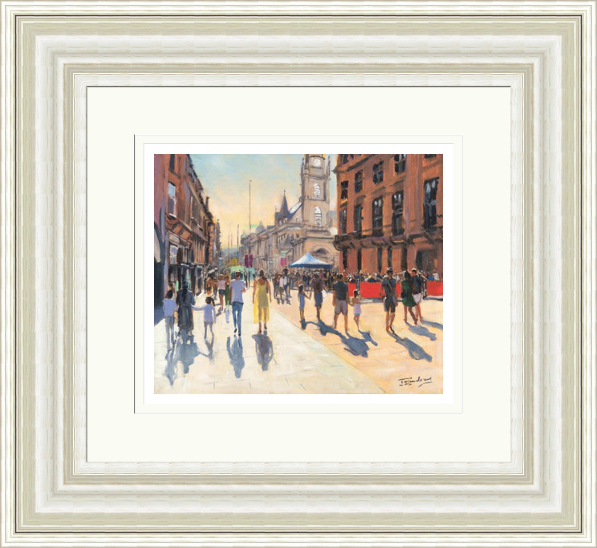 Hazy Summer's Day, Buchanan Street by James Somerville Lindsay framed wall art print with painterly landmark and cityscape detail