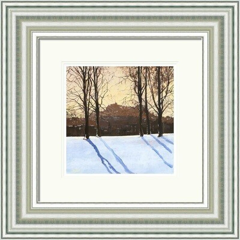 Winter Morning, Inverleith by Chris Taylor framed wall art print showing snowy ground, bare trees and blue winter shadows