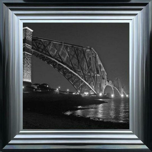 Nightfall at Forth Rail Bridge, Edinburgh - Black and White