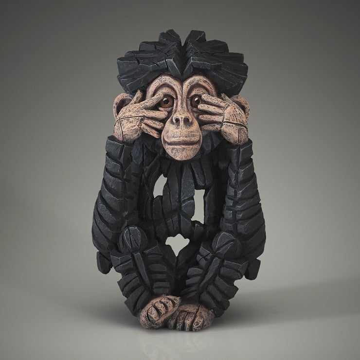 Baby Chimpanzees 'See no Evil, Hear No Evil, Speak No Evil' Three Wise Monkeys Set - Edge Sculpture