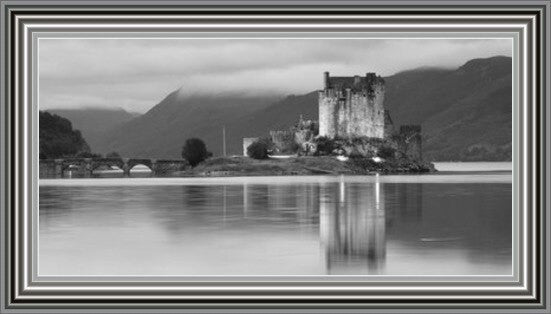 Eilean Donan Castle Evening Reflections - Black and White