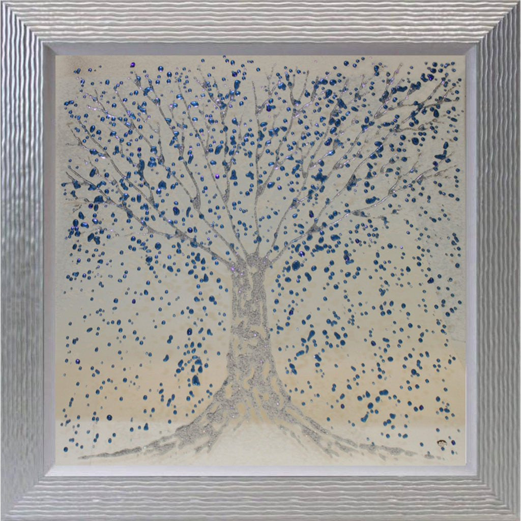 Sapphire Blue Tree Mirror Liquid Art