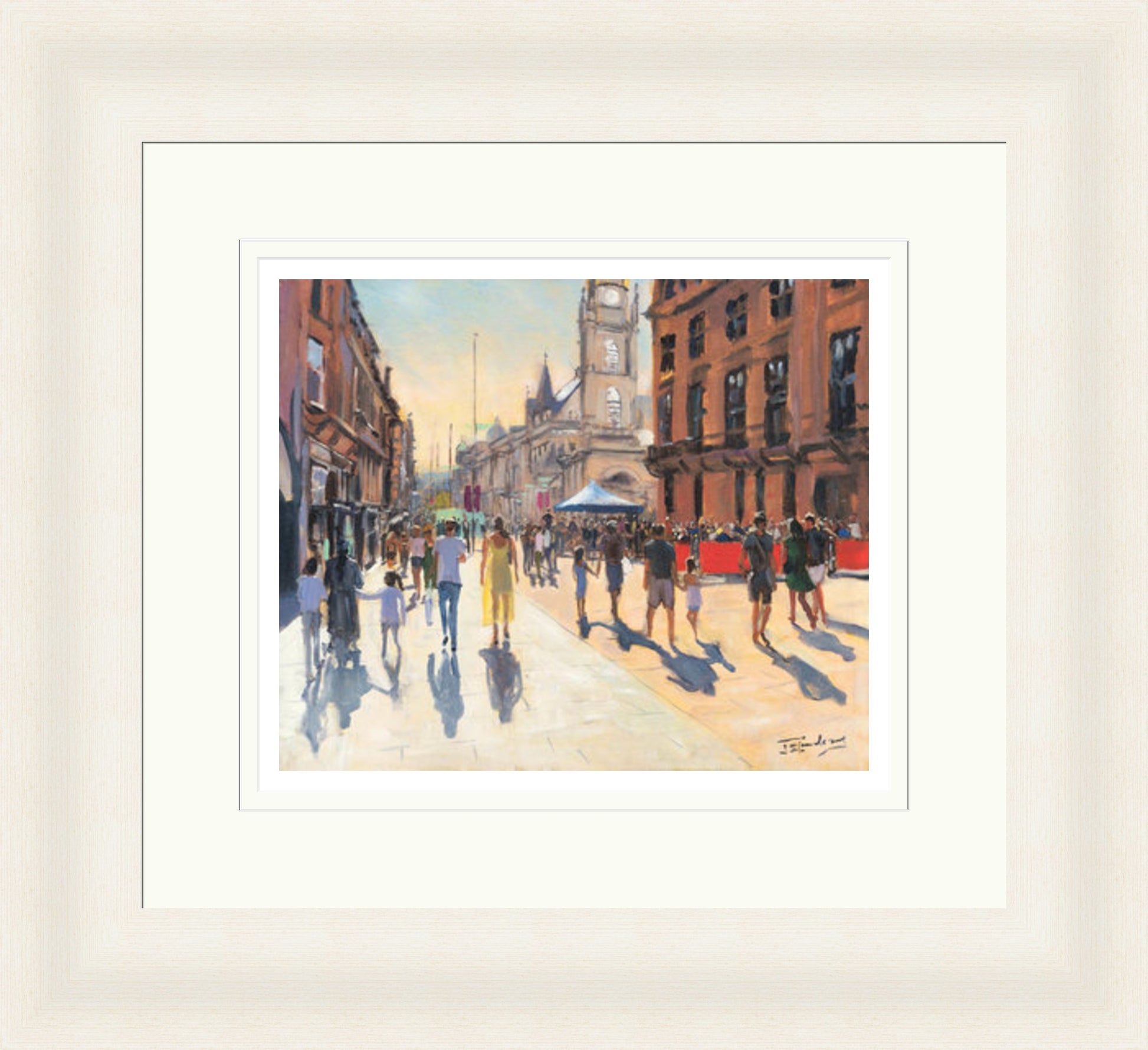Hazy Summer's Day, Buchanan Street by James Somerville Lindsay framed wall art print with painterly landmark and cityscape detail