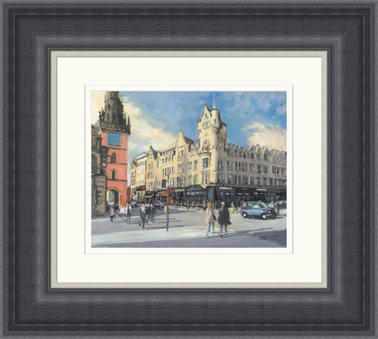 Sunny Afternoon, Argyll Street by James Somerville Lindsay framed wall art print with painterly landmark and cityscape detail