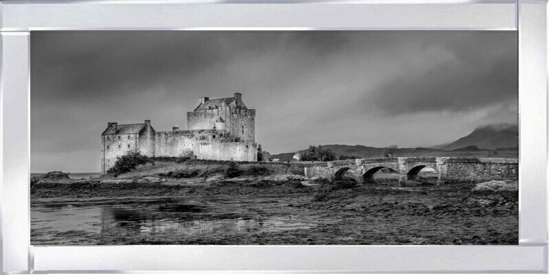Tides Out, Eilean Donan Castle - Black and White