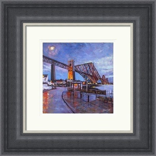 The Rail Bridge from North Queensferry by James Somerville Lindsay framed wall art print with painterly landmark and cityscape detail