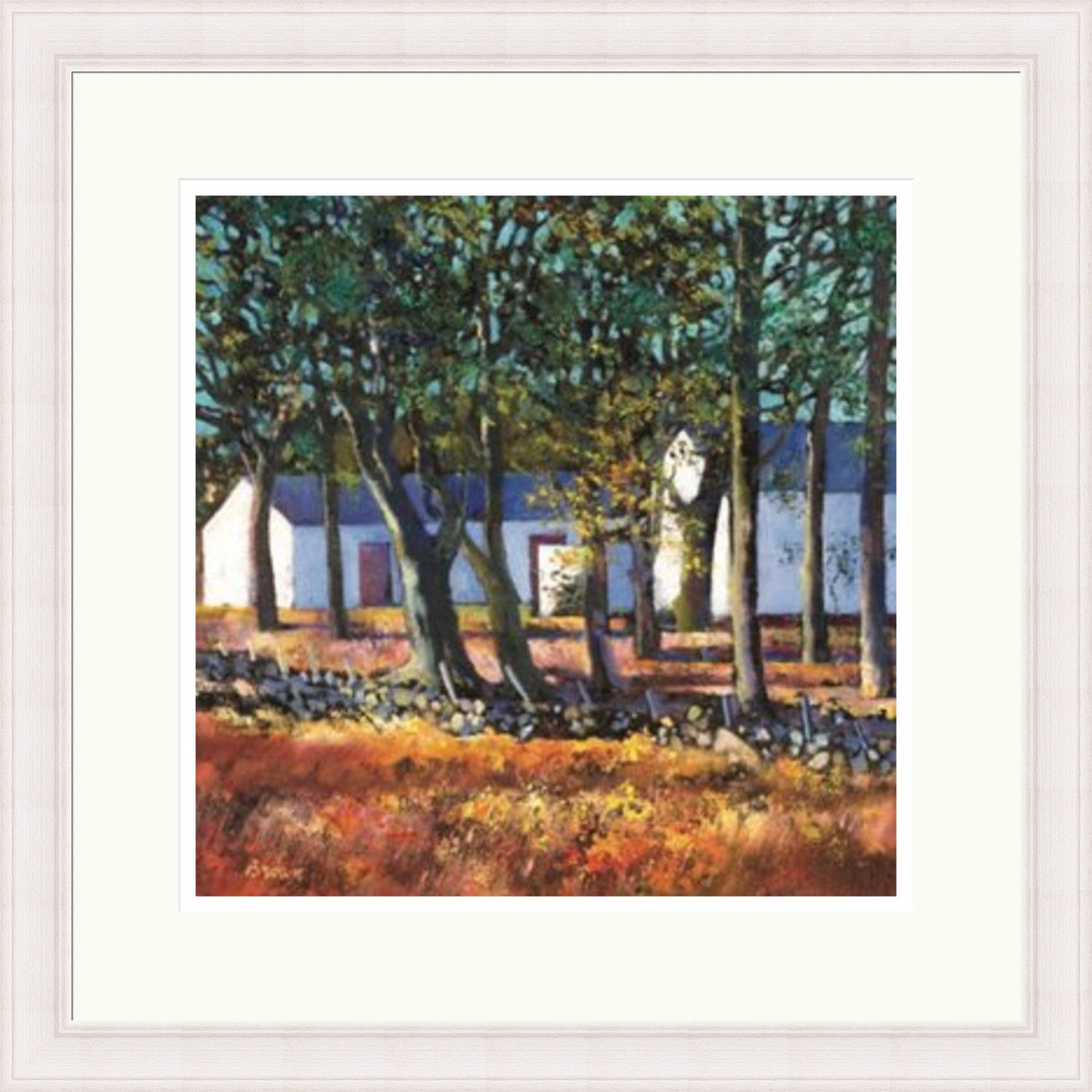 Farm Buildings through Trees (Limited Edition) by Davy Brown