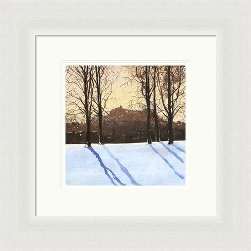 Winter Morning, Inverleith by Chris Taylor framed wall art print showing snowy ground, bare trees and blue winter shadows