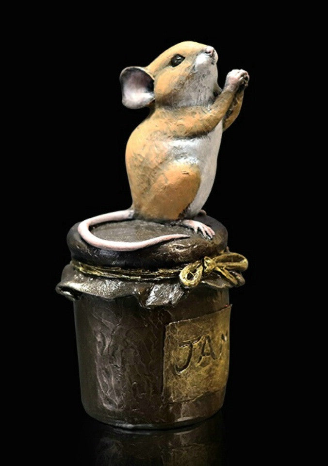 Richard Cooper Studio Cold Cast & Hand Painted Bronze Mouse on Jam Jar by Michael Simpson
