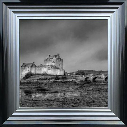 Tides Out, Eilean Donan Castle - Black and White