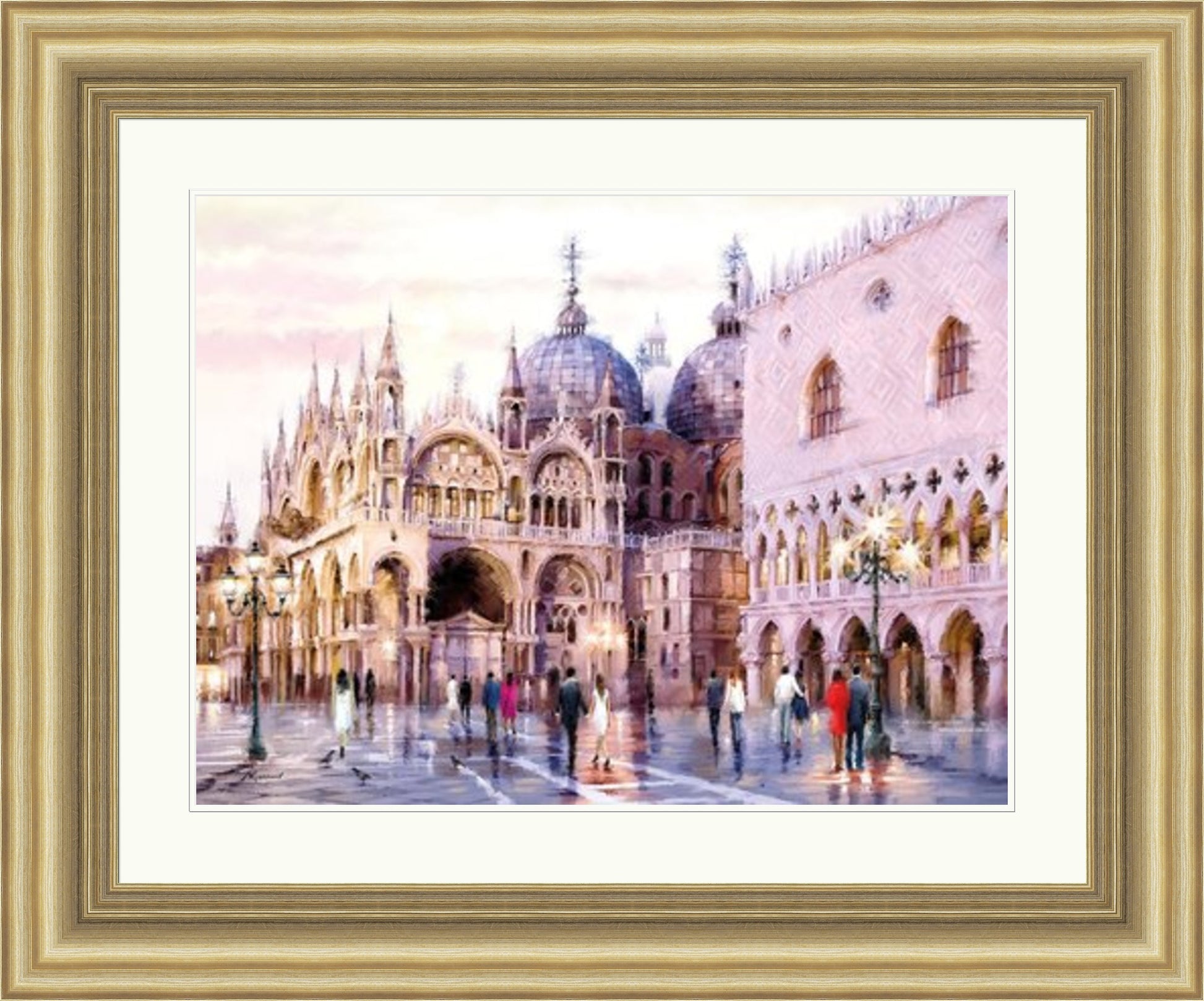 Evening Light on St Marks Square by Richard Macneil framed wall art print showing St Mark’s Square in Venice at evening light