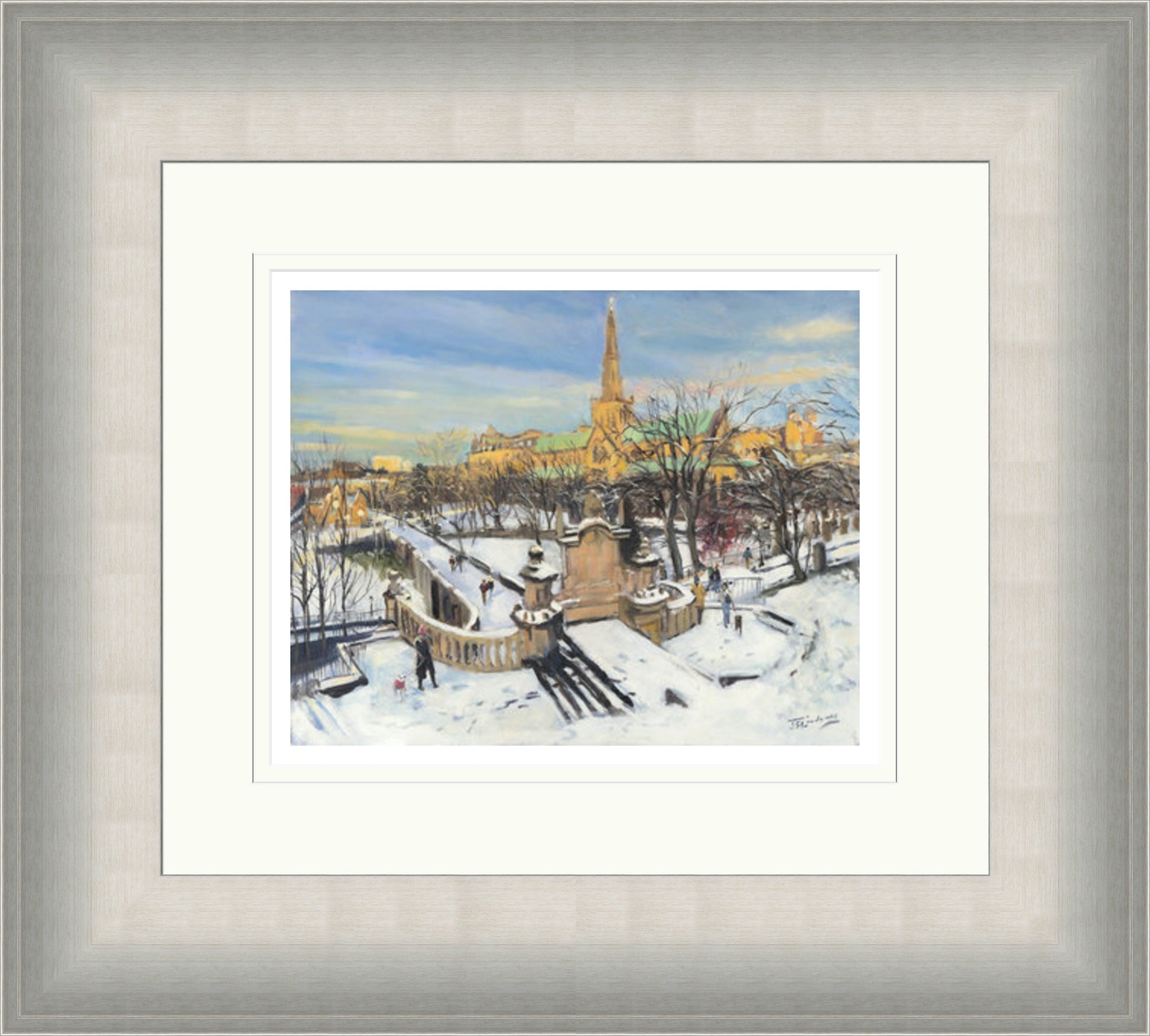 A Winter Morning on the Necropolis by James Somerville Lindsay framed wall art print with painterly landmark and cityscape detail