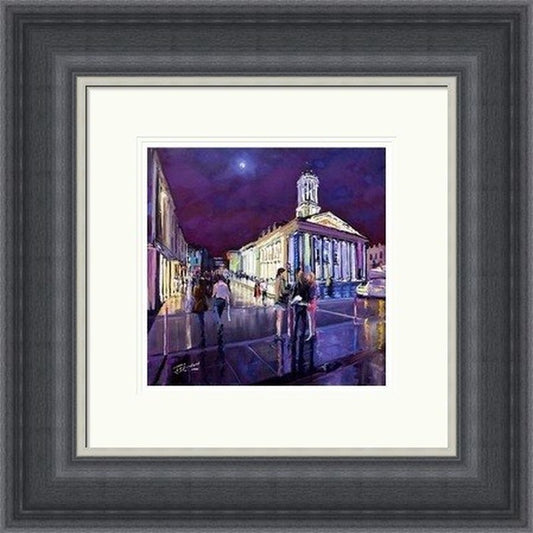Royal Exchange Square Reflections by James Somerville Lindsay framed wall art print with painterly landmark and cityscape detail