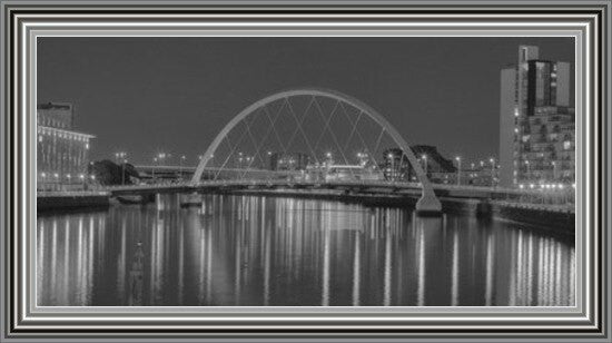 Nightfall at the Squinty Bridge, Glasgow - Black and White