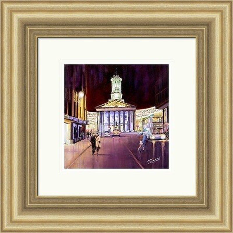 Evening, Royal Exchange Square by James Somerville Lindsay framed wall art print with painterly landmark and cityscape detail