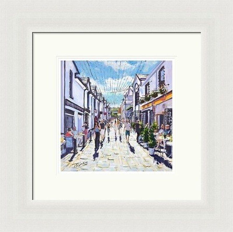 Lazy Day, Ashton Lane by James Somerville Lindsay framed wall art print with painterly landmark and cityscape detail