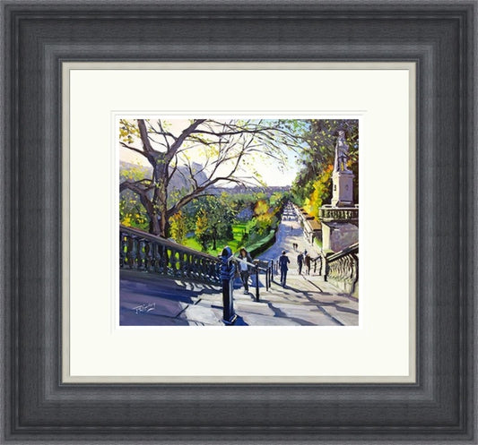 Autumn Afternoon, Princes Street by James Somerville Lindsay framed wall art print with painterly landmark and cityscape detail