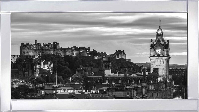 Twilight Over Edinburgh - Black and White